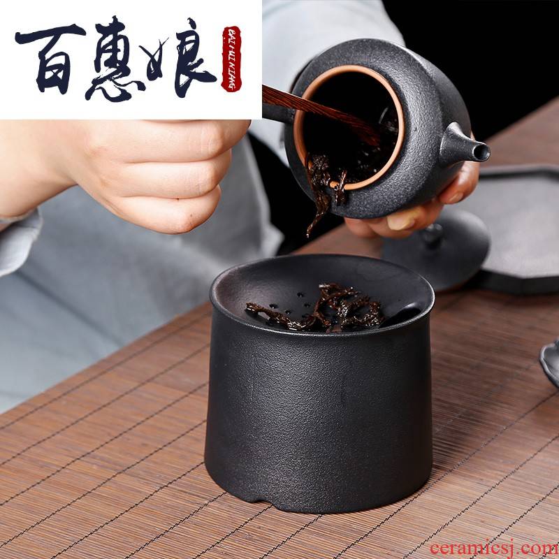 (niang to restore ancient ways with filtered water jar in hot tea to wash to the ceramic large household coarse pottery cylinder washing black pottery kunfu tea
