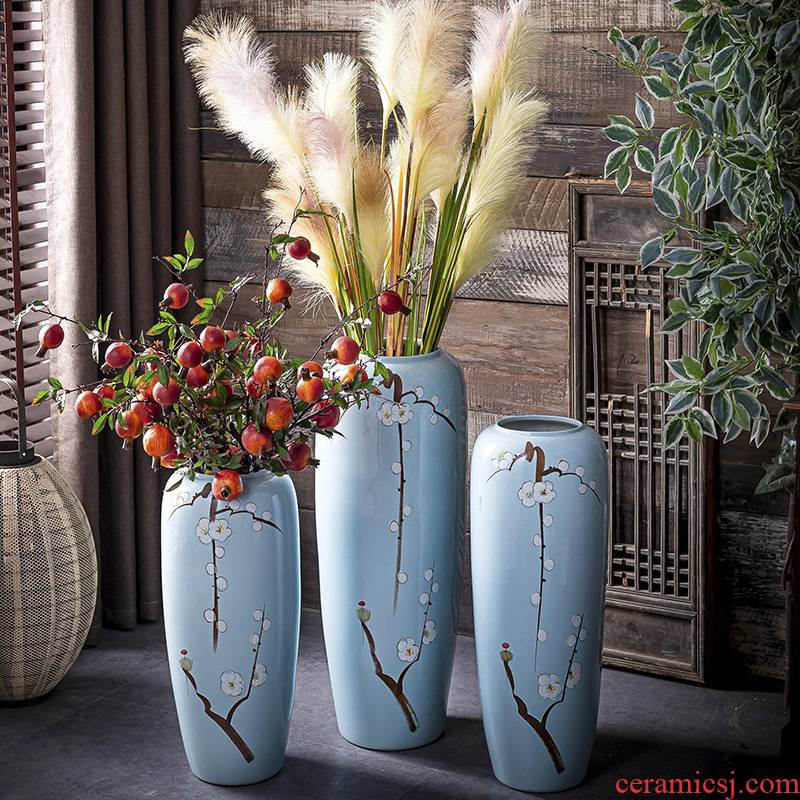 Jingdezhen ground vase large suit sitting room porch decorate bottle furnishing articles of Chinese style household ceramics European flower arrangement