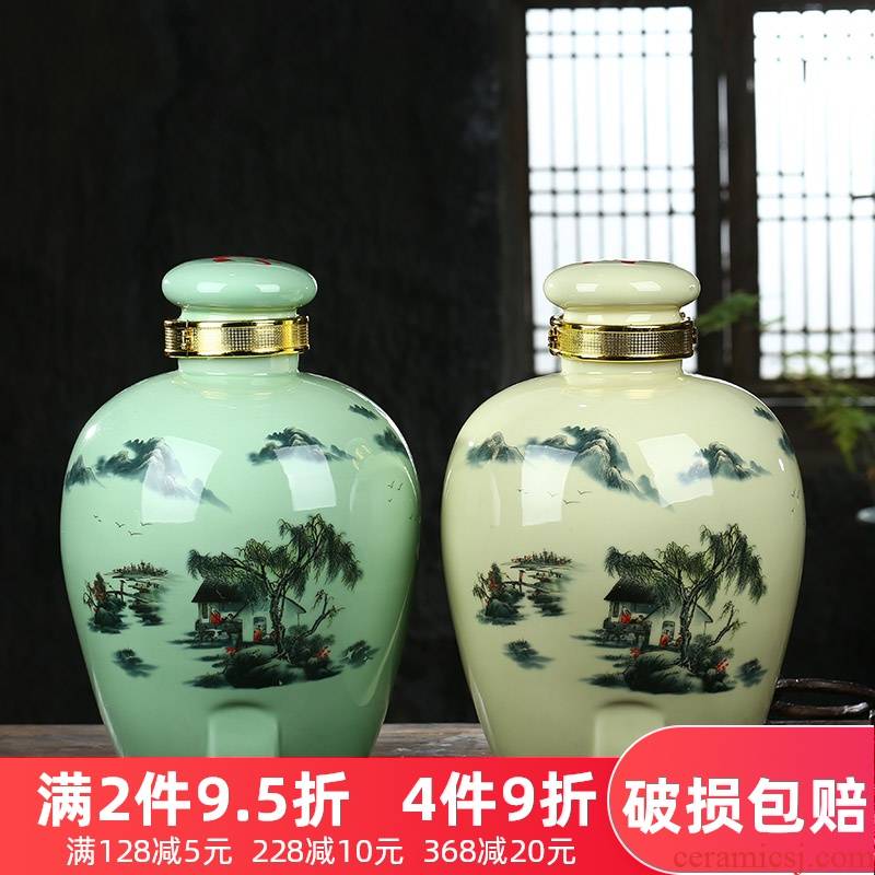 Jingdezhen ceramic jar 10 jins jars with leading 20 jins wine - making it household hip it 30 kg