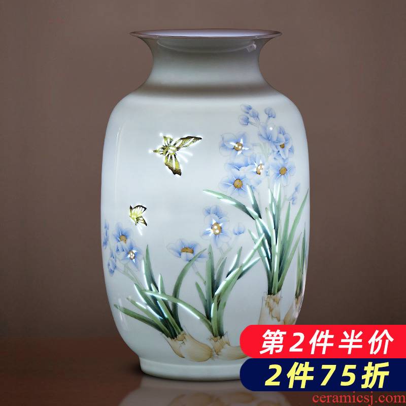 Jingdezhen ceramics hand - made thin body new Chinese style household and exquisite porcelain vase rich ancient frame sitting room adornment is placed