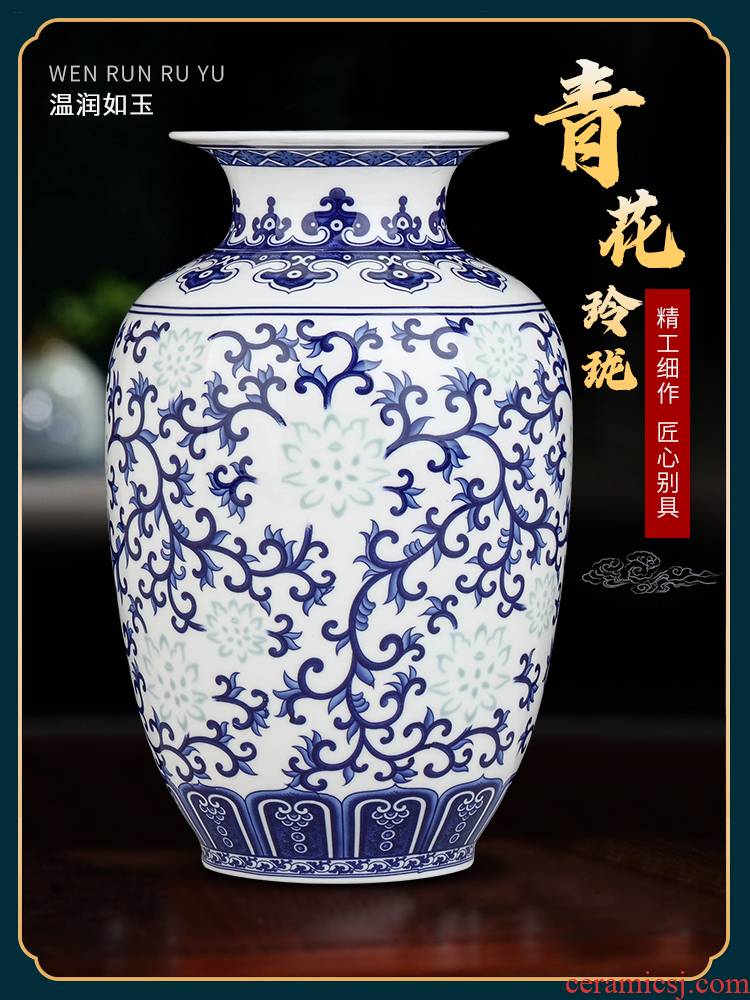 Blue and white porcelain vase sitting room of Chinese style household flower arrangement of jingdezhen ceramics study of TV ark, adornment furnishing articles