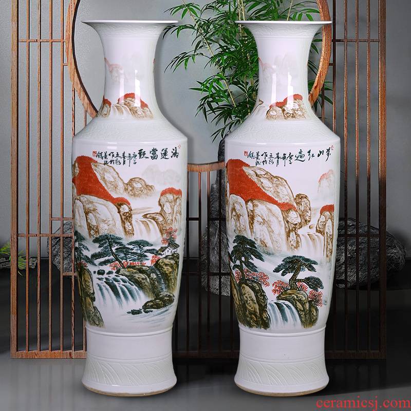 Jingdezhen ceramics vase of hand - made luck to heavy landing, a large sitting room decoration to the hotel opening furnishing articles