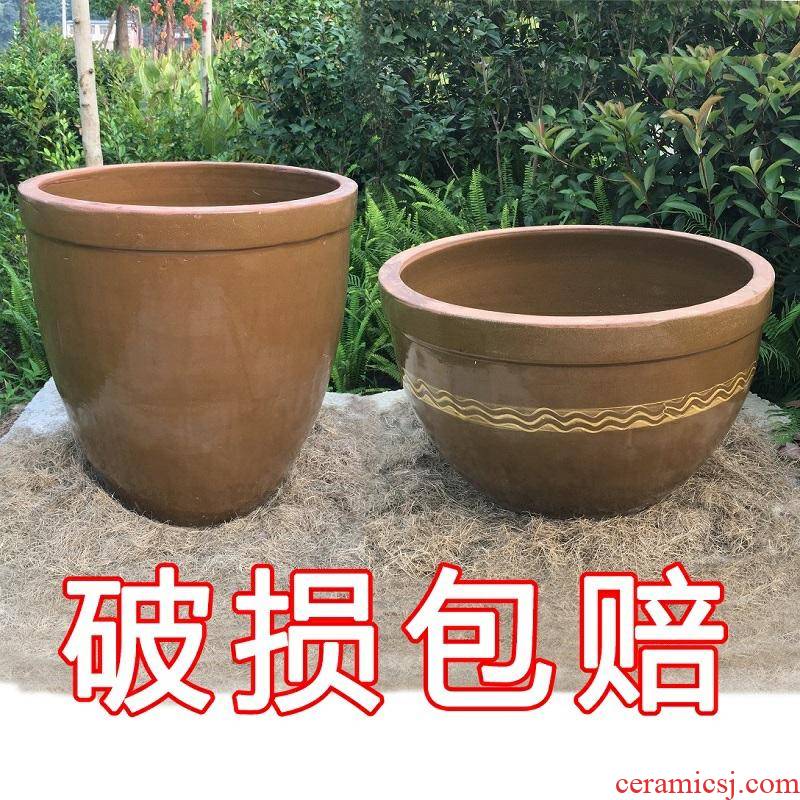JiangGang soil fish. Ceramic old coarse JingTao cylinder tank pickles household water storage large tile large lotus