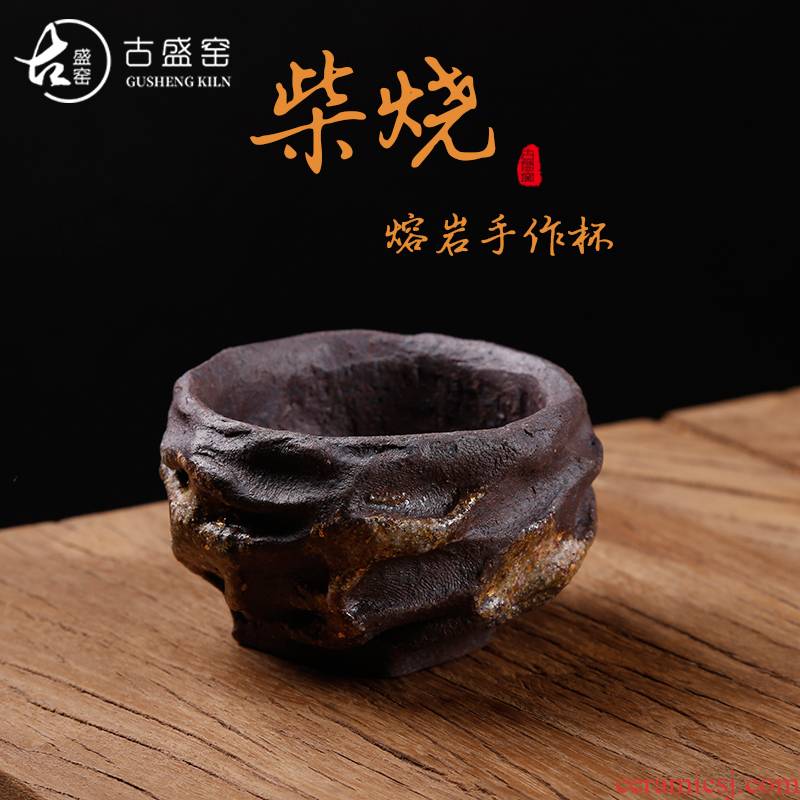 Ancient Taiwan sheng up manual mud rock ore old coarse pottery teacup firewood cup sample tea cup without glaze naked master CPU