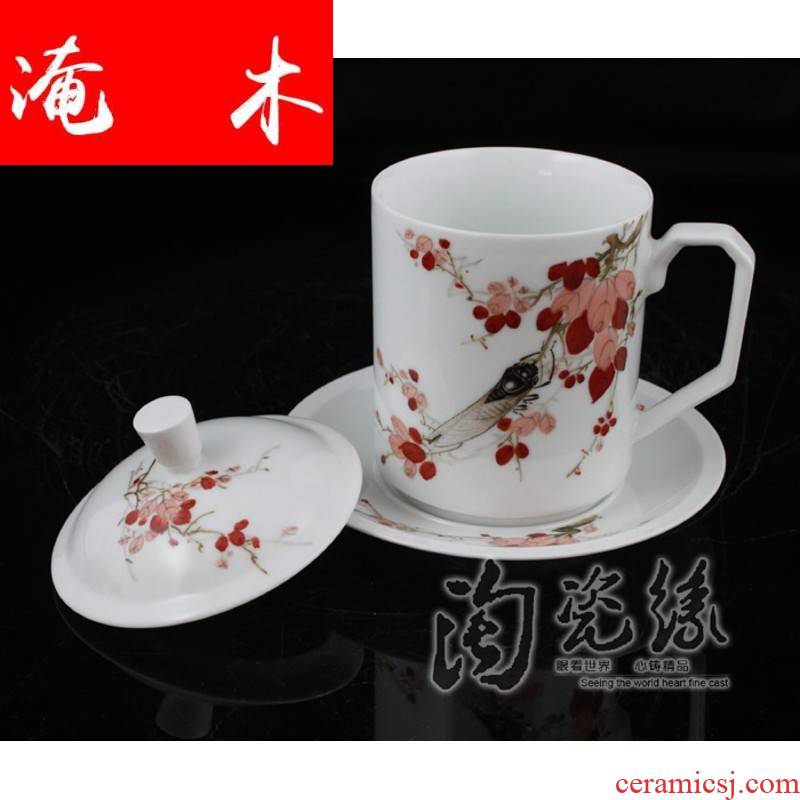 Submerged wood jingdezhen famous Cao Zhiyou hand - made famille rose porcelain tea set double CPU [wind] cup