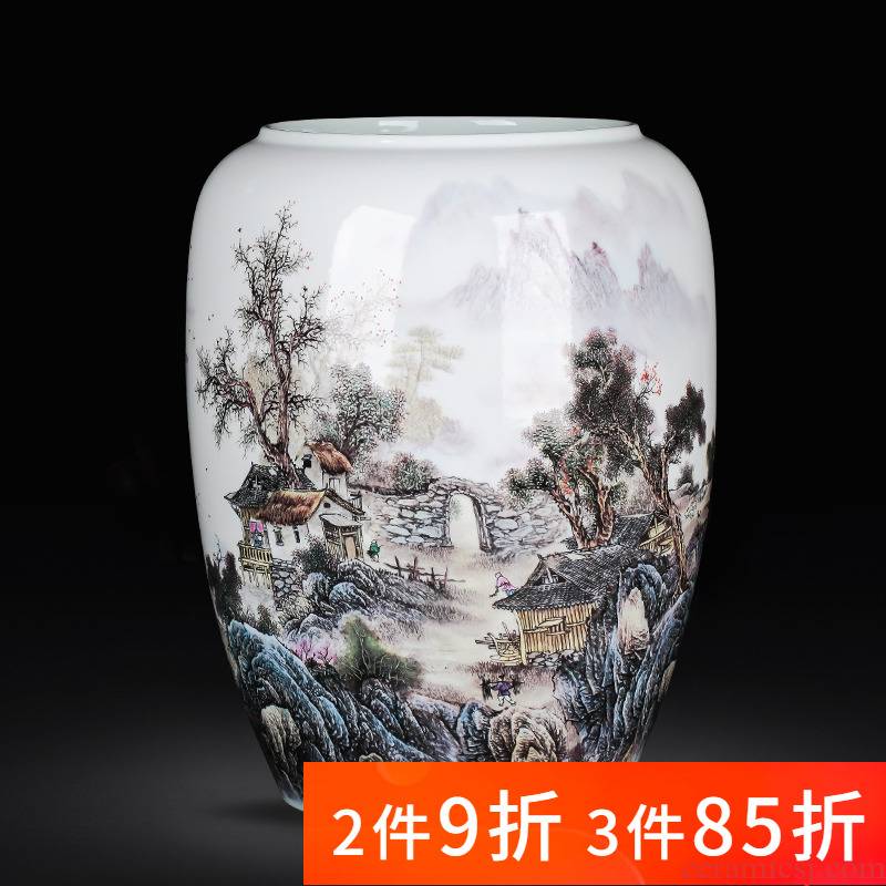 Jingdezhen porcelain ceramic floor big quiver vase painting and calligraphy scrolls the receive living room home furnishing articles