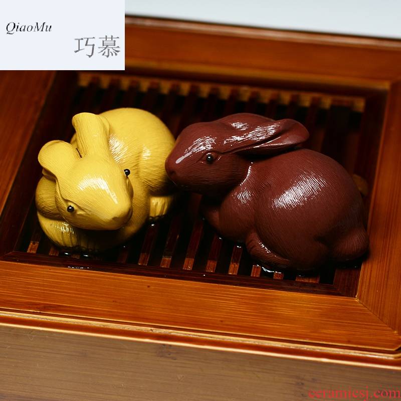 Qiao mu QD purple sand tea pet zodiac rabbit furnishing articles manually tea can keep small rabbit play kung fu tea tea set to go