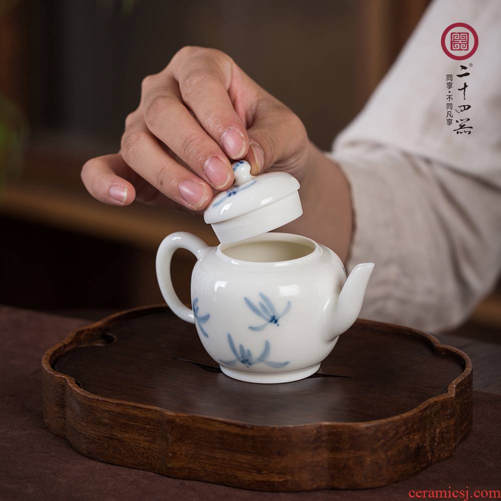 Twenty - four ware ceramic tea Japanese one little teapot with a single pot of filtering the mini jingdezhen blue and white porcelain