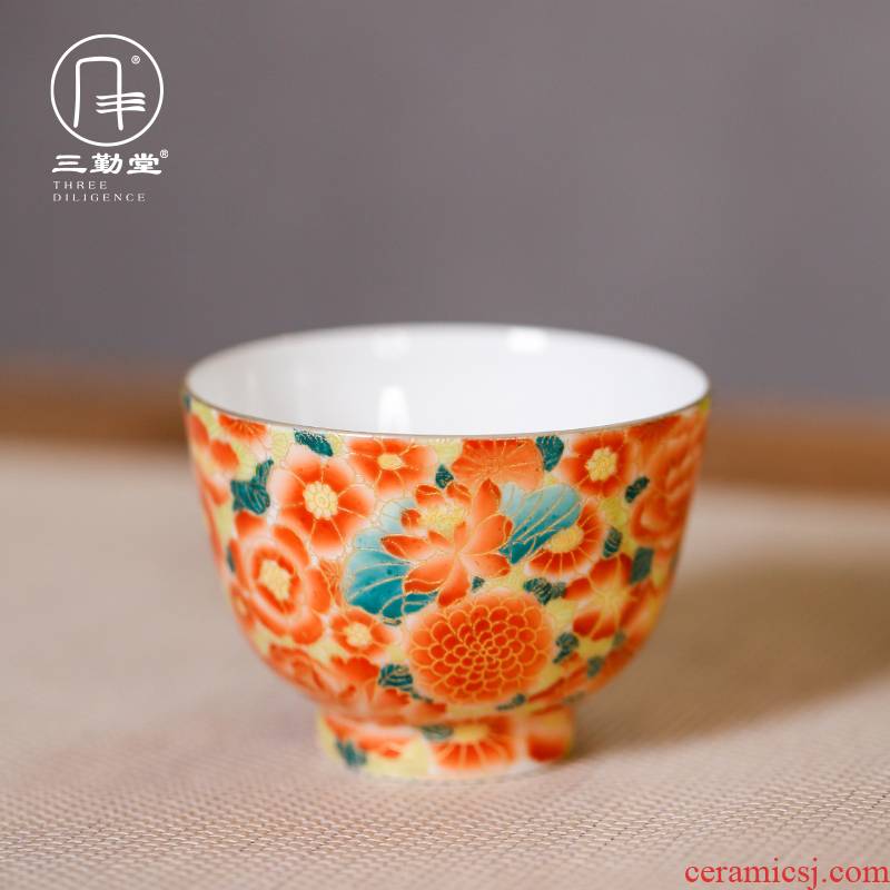 Three frequently CPU master cup single CPU hall jingdezhen wire inlay enamel porcelain cups a single sample tea cup kung fu tea set