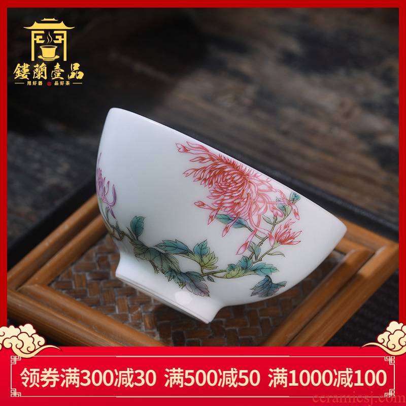 Jingdezhen ceramic all hand - made pastel CongJu masters cup from the individual make tea cup single cup sample tea cup