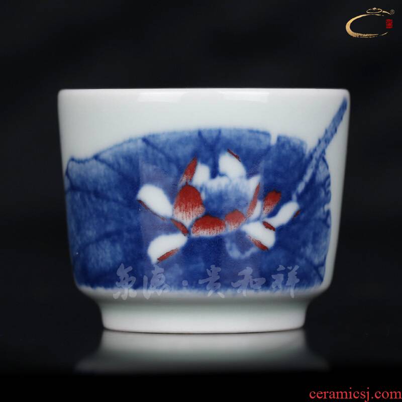 Jing DE and auspicious jingdezhen manual glair lotus cup sample tea cup cup cup private master cup for cup