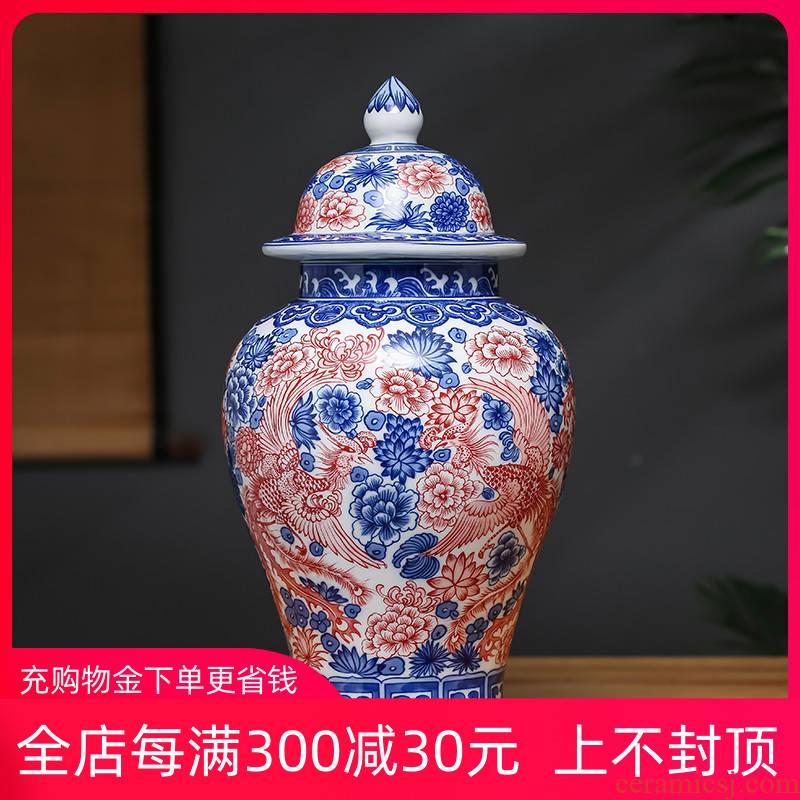 Jingdezhen ceramic retro blue and white porcelain dragon vase decoration place to live in the sitting room porch flower arranging housewarming gift