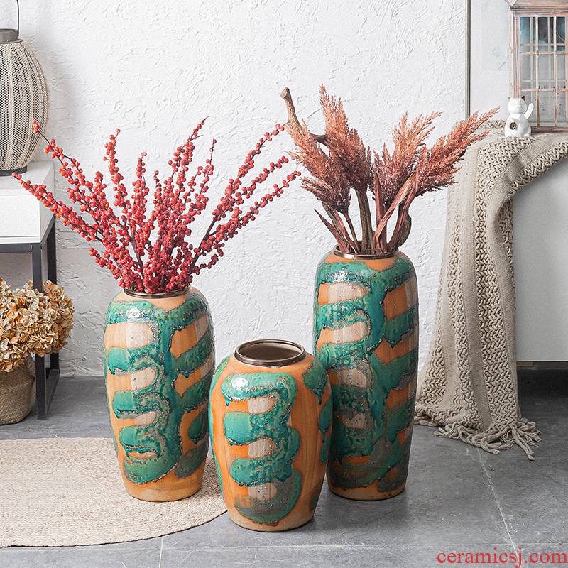 Chinese style restoring ancient ways of large vases, ceramic furnishing articles large POTS sitting room hotel decoration flower arranging dried flowers coarse pottery
