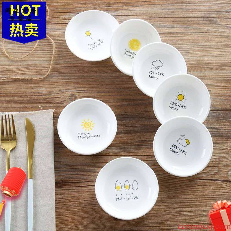 Little mini pickle circular express ceramic household design vomit ipads plate of delicate small dip tableware dumplings