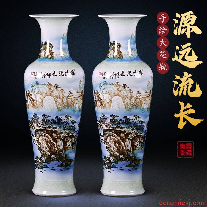 Jingdezhen ceramic vase of large sitting room place, home decoration antique Chinese style opening gifts large catastrophic