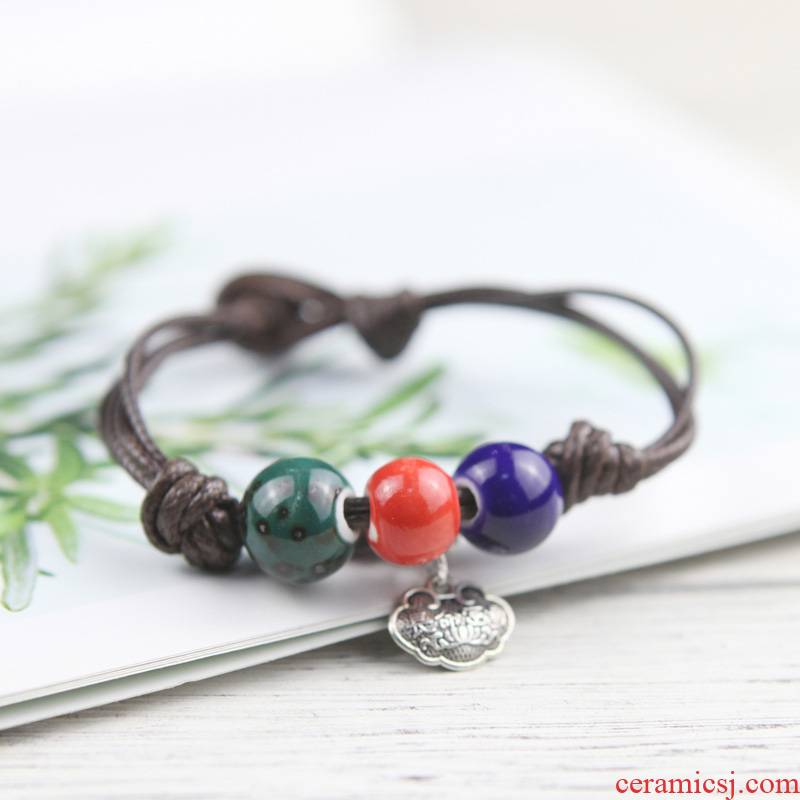 The Original hand knitting QingGe red rope contracted national wind restoring ancient ways, the female is a ceramic bracelet accessories street source of rites