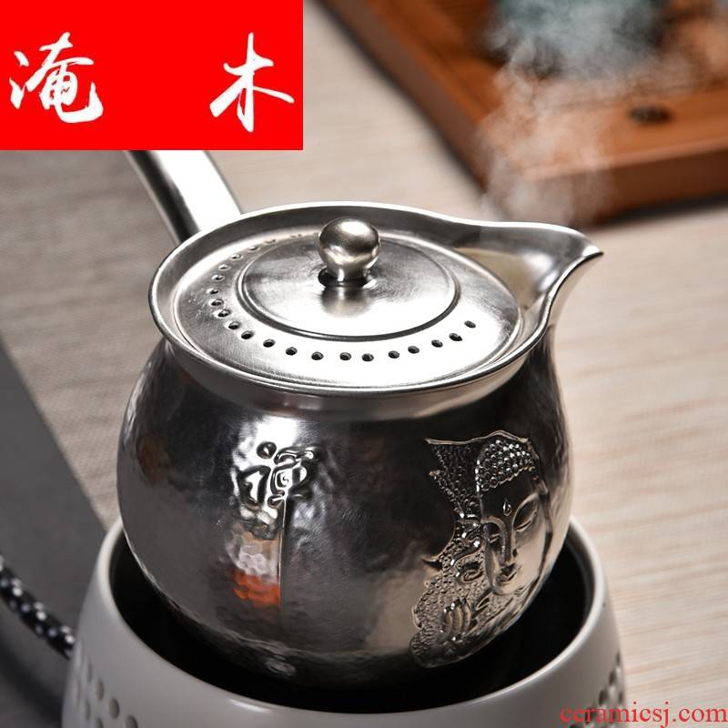 Flooded wooden household beadle zen Buddhism ceramic boiling tea ware black tea teapot tea heat - resistant tasted silver gilding craft ceramic pot of electricity