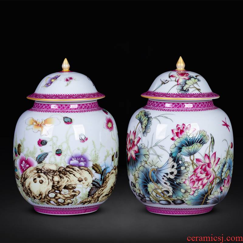 Jingdezhen ceramics trumpet pastel colored enamel small tea pot home receive storage adornment furnishing articles