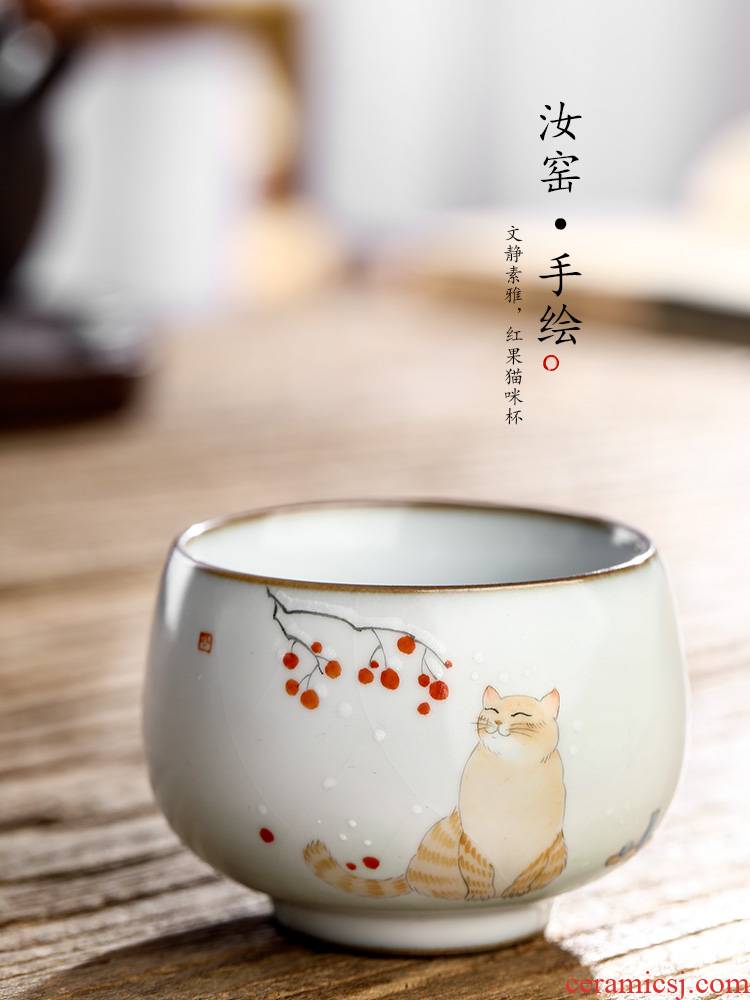 Jingdezhen kung fu tea cup your up hand - made master cup ceramic tea cup pure manual cat, a single sample tea cup list