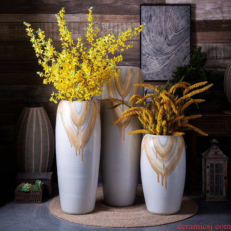 Light European - style key-2 luxury ceramic floor large vases, I and contracted sitting room bedroom dry flower, flower arranging, adornment is placed