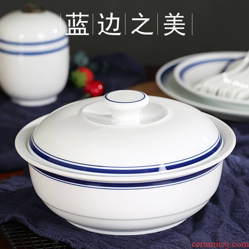 Qiao mu jingdezhen ceramic bowl with cover large dishes soup pot nine inches pot creative Japanese under the glaze color restoring ancient ways