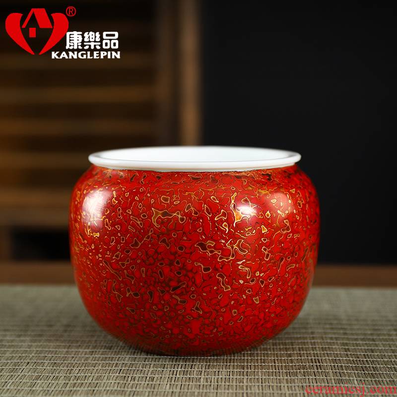 Recreational products checking Chinese lacquer porcelain built in hot water pail XiCha wash water meng with cover tea accessories 400 cc