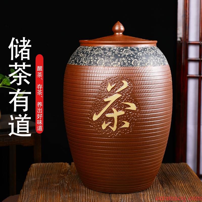 Jingdezhen hand - carved ceramic tea urn large storage tank cylinder storage tanks tank 50 pounds