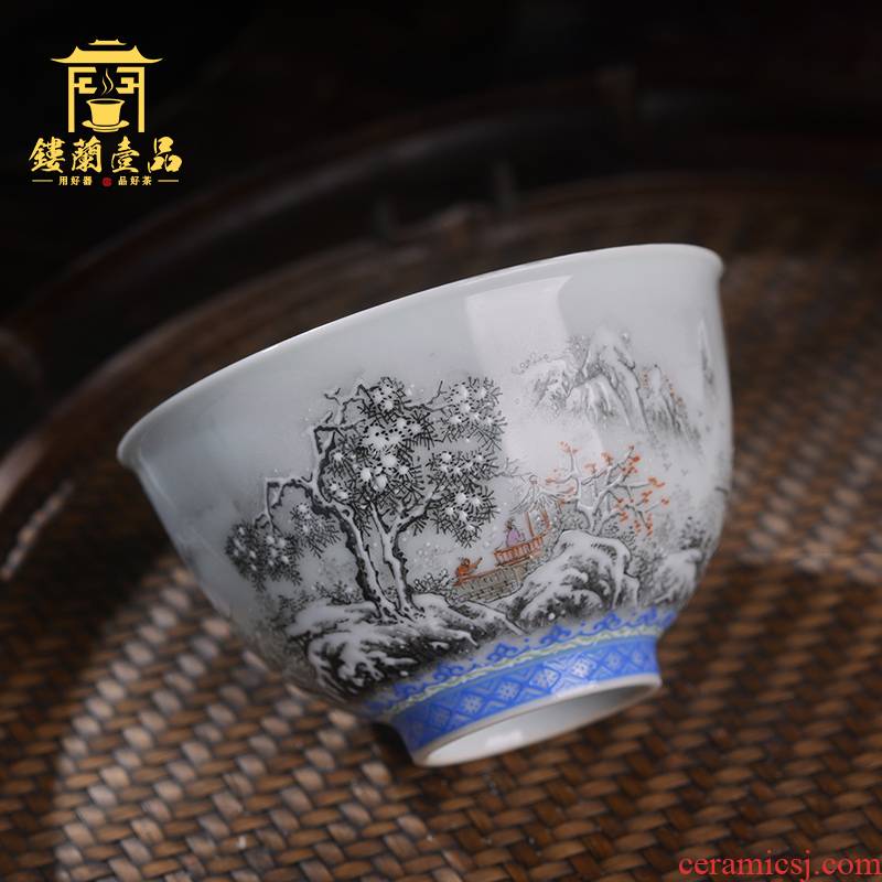 Jingdezhen ceramic all hand color ink paint snow harvest master cup tea cup personal single cup tea cups