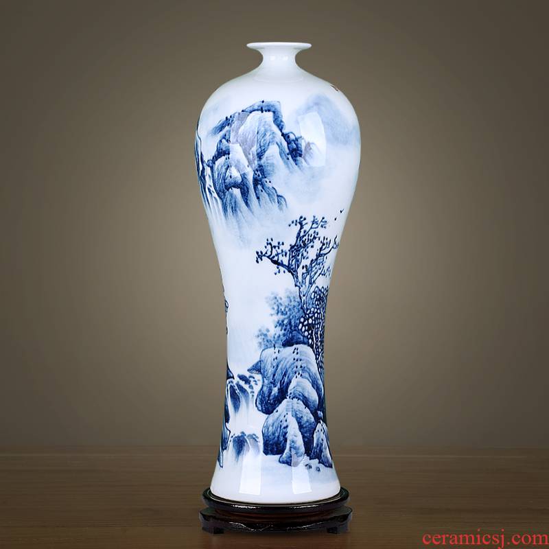Blue and white porcelain jingdezhen porcelain vases, pottery and porcelain hand - made furnishing articles sitting room flower arranging modern Chinese style household ornaments