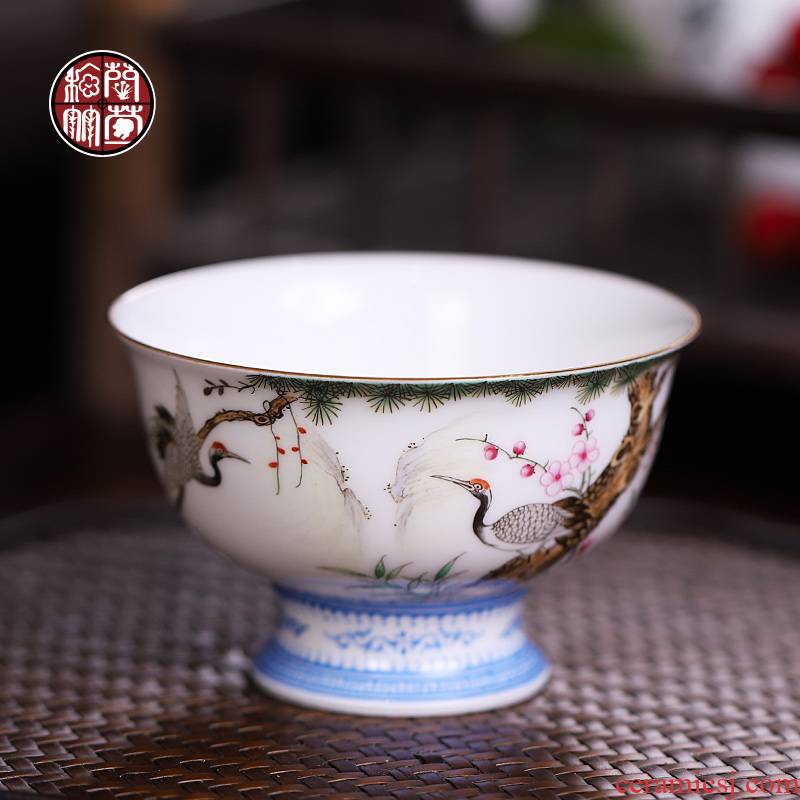 Jingdezhen colored enamel hand - made master cup single cup pure manual thin foetus kung fu tea cups a single pressure hand cup sample tea cup