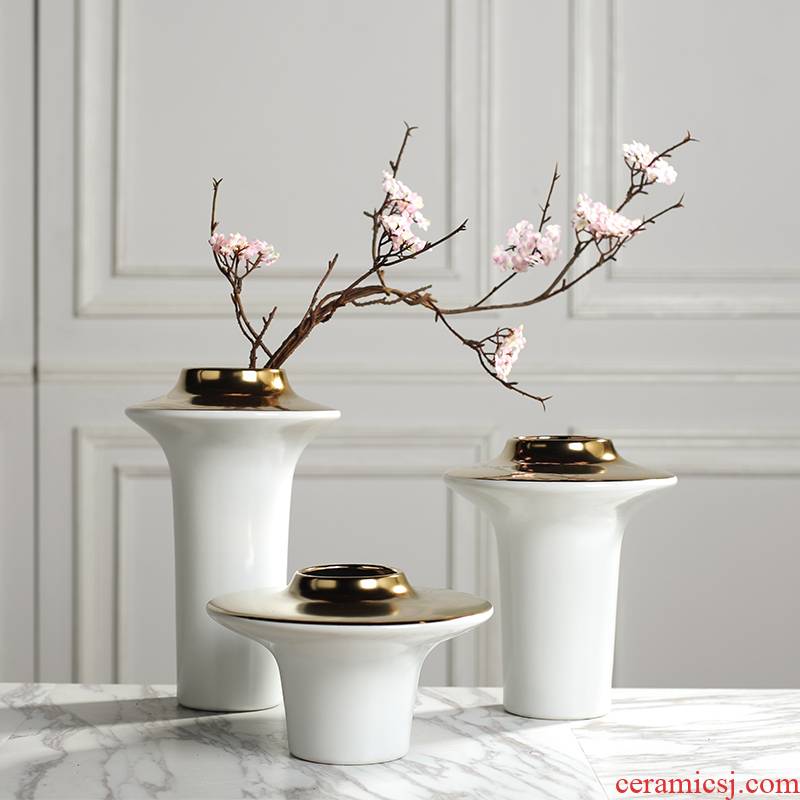 Creative I and contracted light flower arranging exchanger with the ceramics vase key-2 luxury furnishing articles sitting room ark example room Nordic soft decoration