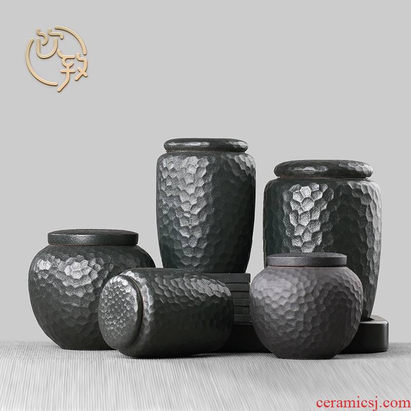 Ultimately responds to coarse pottery tea pot of black ceramic jar sealed tank storage capacity, small storage tanks pu - erh tea POTS