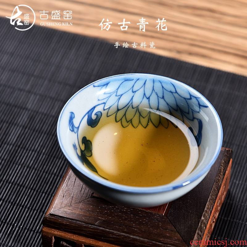 Ancient sheng up jingdezhen hand - made of blue and white porcelain cups tea archaize individual cup sample tea cup master cup single CPU