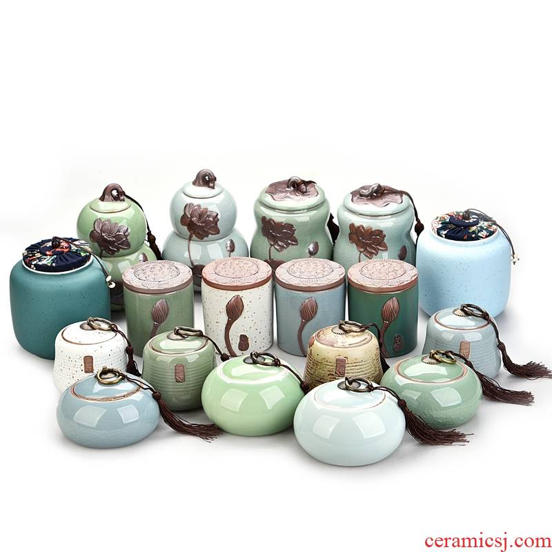 Hui shi pu 'er tea caddy fixings ceramics seal storage tank size portable travel tea tea boxes