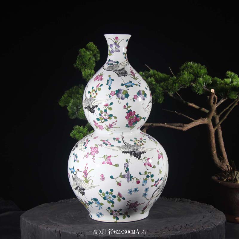Jingdezhen hoist crane, porcelain vase 60 high porcelain bottle gourd decoration large vase gourd vases