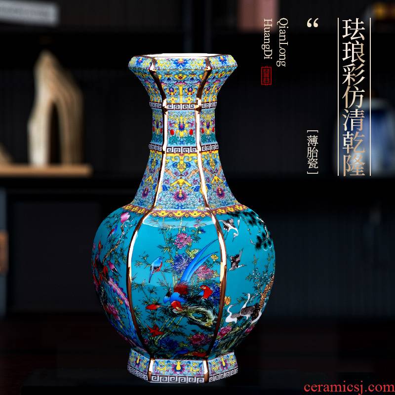 Jingdezhen ceramic vase furnishing articles imitation qianlong Chinese style restoring ancient ways is colored enamel flower arranging desktop rich ancient frame sitting room adornment