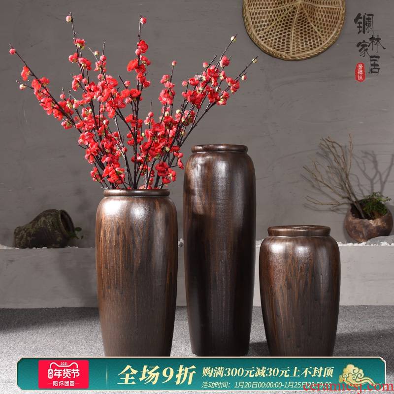 Ground vase large antique dry plug-in simulation flower POTS Chinese style restoring ancient ways is the sitting room porch place jingdezhen ceramics