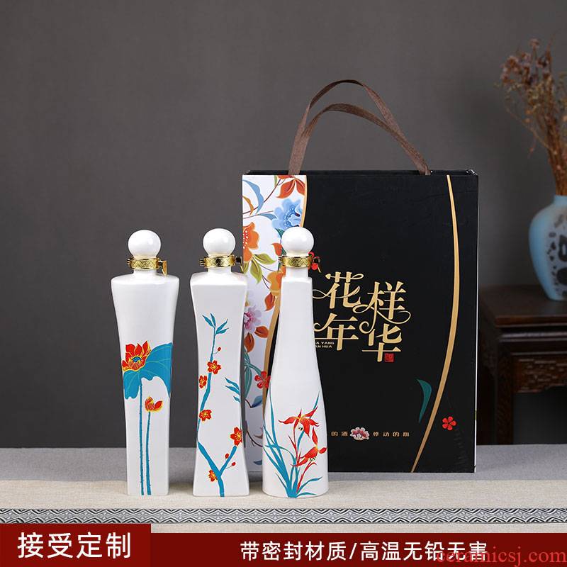 Jingdezhen ceramic creative 1 catty bottle liquor wine bottle seal wine jars wine gift set with gift box