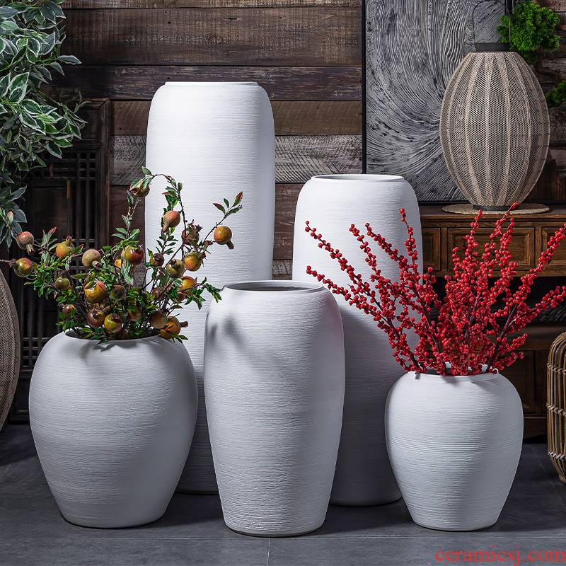 Jingdezhen ceramic big vase Nordic dried flower arranging flowers sitting room adornment is placed I and contracted white clay landing