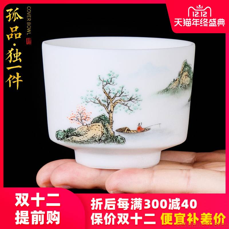 The Master artisan fairy orphan works TaoXi hand - made jade porcelain ceramic cups, household cup sample tea cup kung fu masters cup