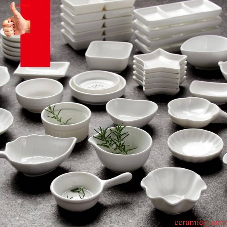 Double lattice small bowl of household ceramics circular ou name plum blossom put shape square seasoning sauce dish dish of a plate