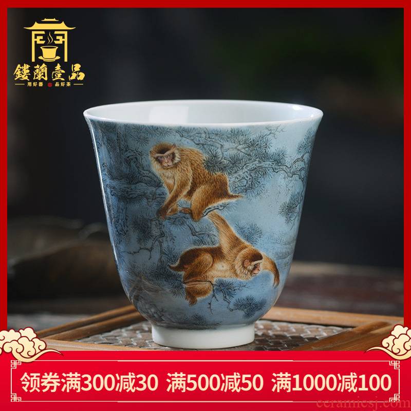 Jingdezhen ceramic all hand - made pastel spirit monkey catch from the master cup kung fu tea tea tea, personal single CPU