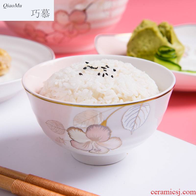 Qiao mu Japanese household ceramic bowl dishes suit creative contracted combination plate eat bowl soup bowl