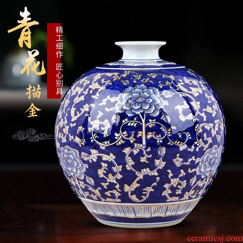 The see colour blue and white porcelain of jingdezhen ceramics hand - made vases, flower arrangement, The sitting room of Chinese style household adornment table furnishing articles
