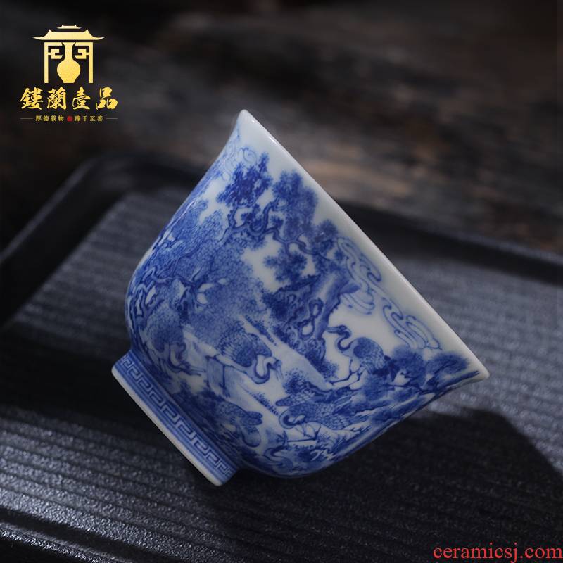 Jingdezhen ceramic all hand - made porcelain of Haitian group of crane master cup tea cup kung fu tea set single cup sample tea cup