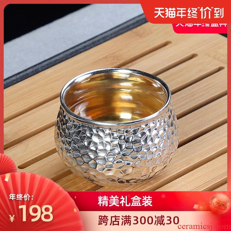 Artisan fairy tea tasted silver gilding ceramic cups, pure manual Japanese household kung fu tea cups master cup for cup