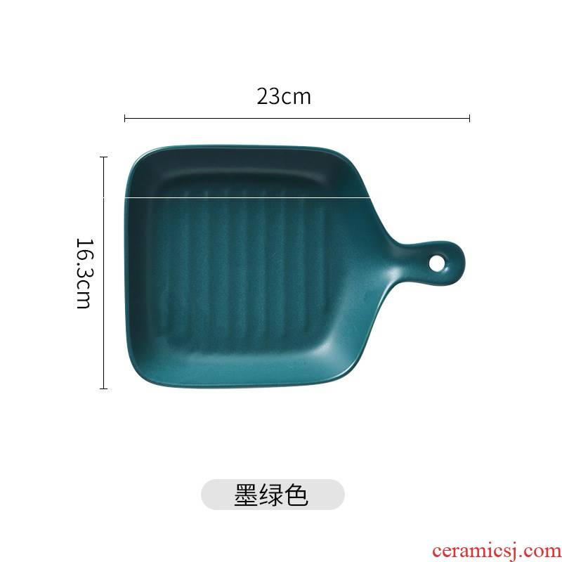 Micro defects ceramic plate paella is cheese plate of large rectangle pan pizza baking oven, microwave oven is special
