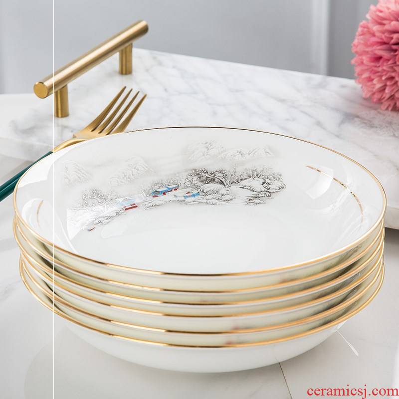 7.5 inch tableware ceramic ipads China household food dish plate LIDS, deep dish of rice dishes in up phnom penh high - grade jingdezhen