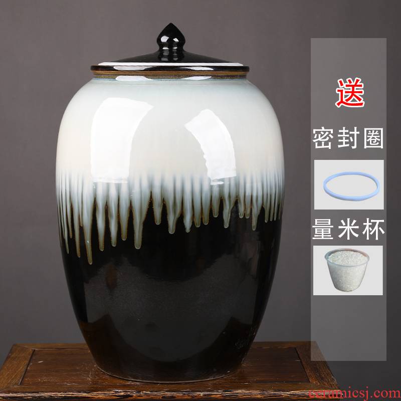 Jingdezhen ceramic barrel of flour bucket archaize manual 50 storage cylinder with cover household moisture storage rice jar