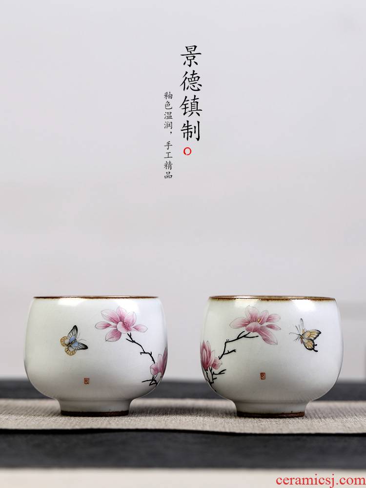 Jingdezhen your up on hand - made demand master kung fu tea cup of pure manual single CPU ceramic sample tea cup